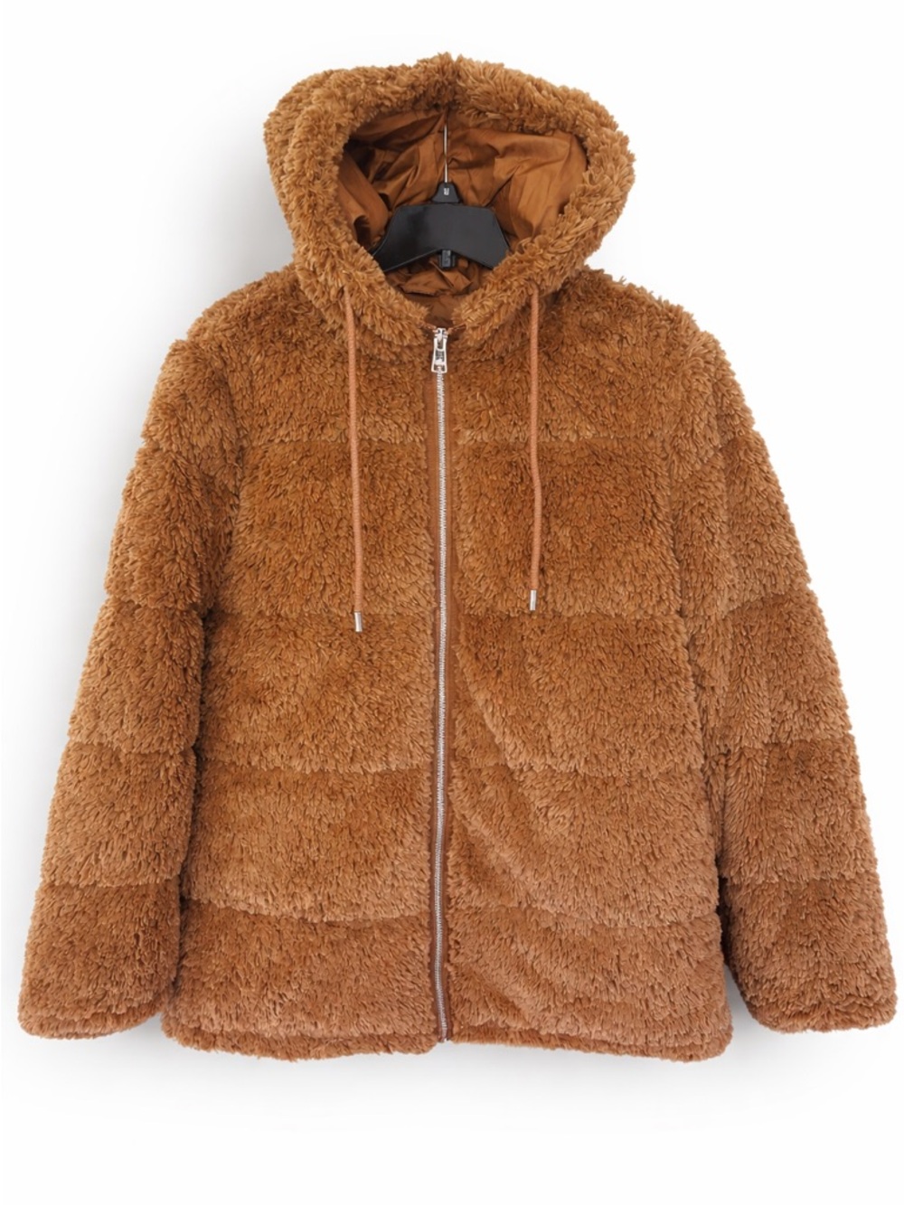Kenneth‎ Cole Cozy Teddy Puffer Jacket in Chestnut Brown